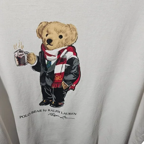 Polo Ralph Lauren Polo Bear Graphic T-Shirt XL White 100% Cotton Crewneck Casual - Picture 2 of 6